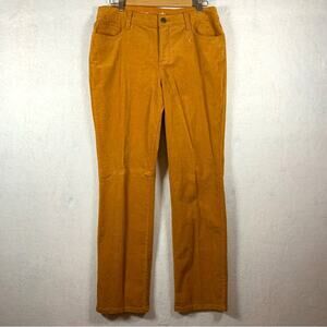 St Johns Bay Womens Corduroy Pants Sz 14 Orange Preppy Fall Holiday Straight Leg